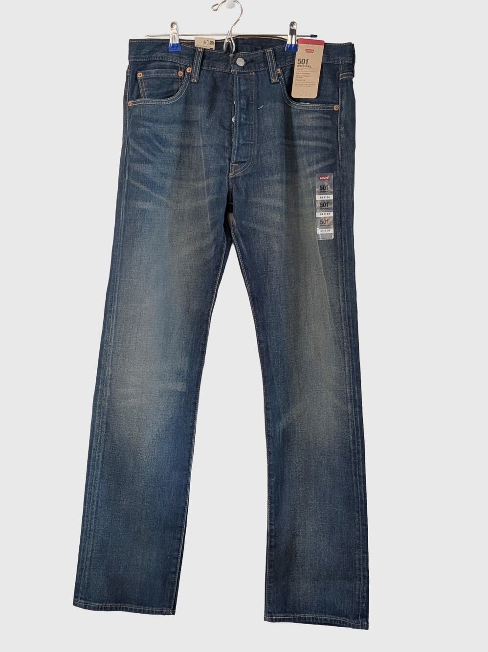 Levi's 501 Original Jeans Mens 34x34 NWT Stretch Straight Leg Button Fly